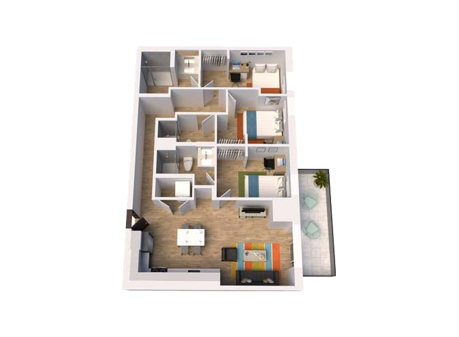 3x3 B Floor Plan | Fieldhouse Dinkytown