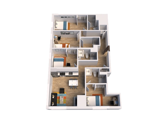 4x4 C Floor Plan | Fieldhouse Dinkytown