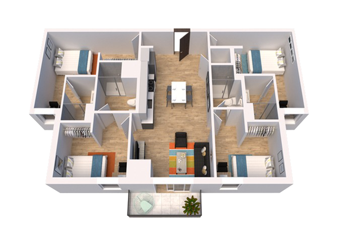 4x4 C Floor Plan | Fieldhouse Dinkytown